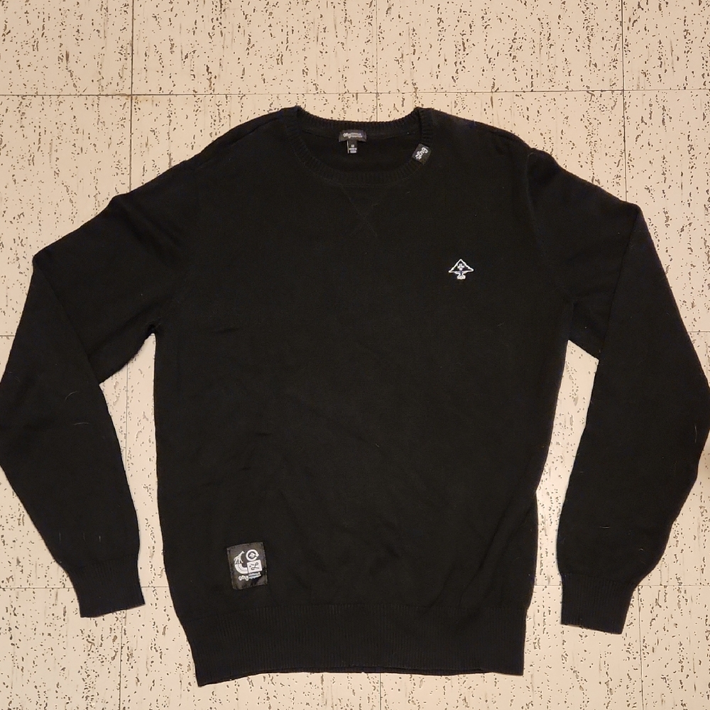 Lrg Lifted Research Group Black Knit Pullover Crewneck Sweater Vintage Y2K
